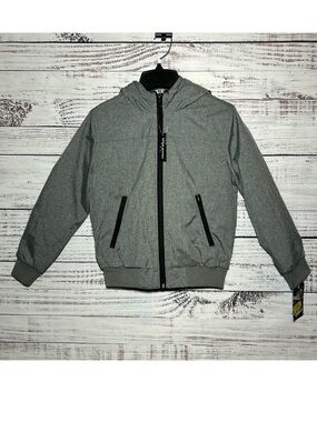 First Wave Gray Jacket Thick Zip Up Hood Size 8 NWT